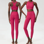 Yoga Set 2 Pieces Women's High Waisted Leggings Sports Vest Exercise Clothing Workout Outfits Fitness Sportswear Gym Tracksuit