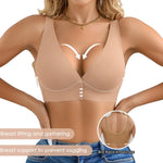 3 Pcs Women' Deep V Wire-free Bras Wide Strap Front Closure Sexy Push Up Seamless Bralettes For Cup A B C D