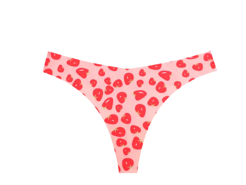 3Pcs Women G-string Seamless Sweet Fruit Thongs Low-waist Panties Ladies Soft Cute Thongs Female S-XL T-Back Panties Underwear