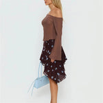 Women Polka Dot Mini Skirt See Through Mesh Sheer Ladies Aesthetic Y2K Clothes High Waist Sweet Midi Boho Skirt Streetwear