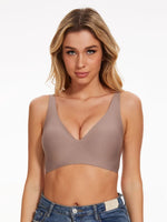 Women's Seamles Swire-free Bra Comfortable Full-Cup Solid Color Full-Cup Thin Mold Bra Plus Size Breathable Bra Pusp up