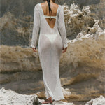 Women Beach Tunic Sexy See-through Beach Dress Summer Beach Cover Up 2024 Women's Beachwear