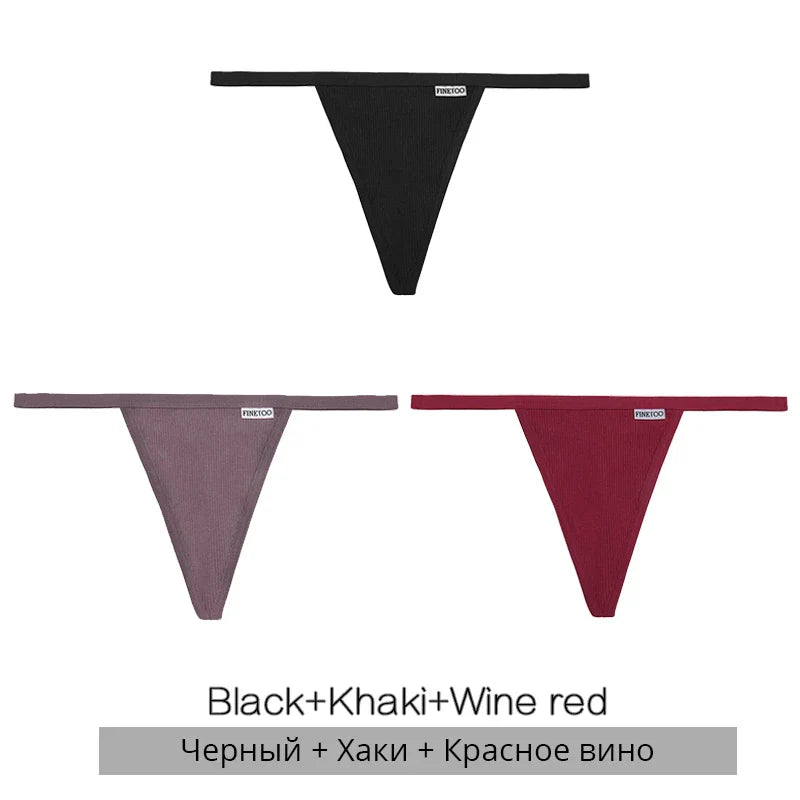 3Pcs/set Cotton Thongs M-XL Sexy Bikini Panties Women T-Back Underpants Girls Low Waist G-string Underwear Female Lingerie 2022