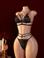 Sexy Lingerie Open Bra Set Transparent LaceDeep V Open Bra And Panty Sets Erotic Costumes Women Sleepwear Plus Size Underwear
