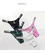 Rhinestone Lace Letter Sexy G String Women Panties Seamless Girls Underwear Transparent Thong For Female Low Rise Ladies Briefs