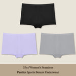 3Pcs Women's Seamless Sports Boxers Underwear Female Solid Color Panties Comfortable Brief Cozy Lingerie Intimate Underpant S-XL