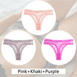 3Pcs/set Lace Thongs Women Floral G-string Underwear Trendy Letter T-Back Underpants Sexy Low Waist Bikini Panties Ladies Panty