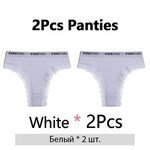 FINETOO 2Pcs/Set Women Cotton Brazilian Panties Plus Size M-2XL Lingerie Sexy Lace Underwear Low Rise Girls Intimates Underpants