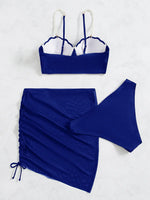 2024 New Sexy 3 Piece Bikinis Set Women Swimsuit with Skirt Swimwear Female Push Up Bikini Beachwear Faux Pearl Bathing Suit