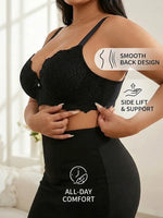 Plus Size Floral Lace Women Push-Up Bra Underwire Support Anti-Sagging Underwear Comfy Wide Straps Thin Cup Daily Lingerie Bra