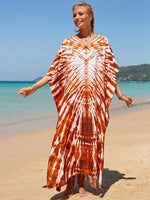 2025 Loose Boho Style Maxi Dress Print Face Swim Suit Cover-up Bohemian Dress Robe Plage Kaftan Maxi Dress Beach Wear Tunics