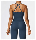 Strappy Sports Bra For Women Gym Workout Tops Sexy Yoga Bra Gather Fitness Push Up Training Running Female Sport Vest