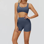 Women Yoga Suit Tracksuit Sports Bra High Waist Legging Shorts Outfit Gym Set Fitness Running Workout Clothes Push Up Sportswear