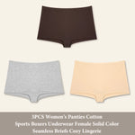 3PCS Women's Panties Cotton Seamless Sports Boxers Underwear Female Solid Color Briefs Cozy Lingerie Intimate Underpants XS-XL