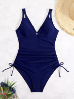 2026 Black One Piece Swimsuit Women Tie Side High Cut Bathing Suits Tummy Control Swim Suit Ruched Monokinis Swimwear