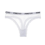 FINETOO Women Sexy Lace Low-Rise Thongs Letter Waist Transparent G-String Ladies Seamless Lingerie Hollow Out Perspective T-Back