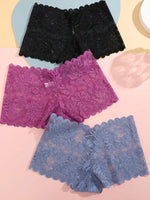 6PCS Women Lace Boxers Briefs Sexy Seamless Breathable Low Waist Female Underwear Solid Color Intimates High Elastic Lingerie