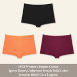 3PCS Women'sCotton Seamless Panties Sports Boxers Underwear Female Solid Color Briefs Cozy Lingerie Intimate Underpants XS-XL
