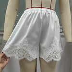 Trendix High Waist Satin Shorts Women's Summer Loose Casual Party Short Pants 2026 Holiday Solid Patchwork Lace Shorts Femme