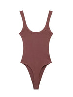 Women's Skinny Ribbed O-Neck Bodysuits with Straps Snap-Button Sexy Fashion Playsuits Comfortable Stretchy Female Clothing