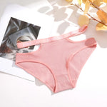 3Pcs Sexy Cotton Double Letter Belt Briefs Women's Panties Hollow Out Intimate Underpants Solid Color Fashion Underwear S-XL