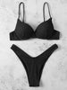 Sexy Underwire Bikini 2026 Women Black Ribbed Push Up Bra Thong Swimsuit Brazilian Beach Bathing Suit Holiday Swimwear Biquini test
