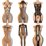 Sexy Big Loophole Open Bra BodySuits Erotic Crotchless Lingerie Women Fishnet Hollow Exposed Breast Adult Plus Size Underwear