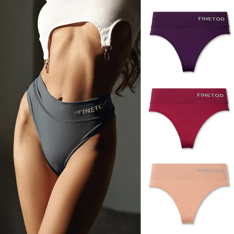 3Pcs M-2XL Seamless Thongs Women High Waist G-string Ladies Comfortable Bikini Panties Thong Underpants Girls Underwear Lingerie