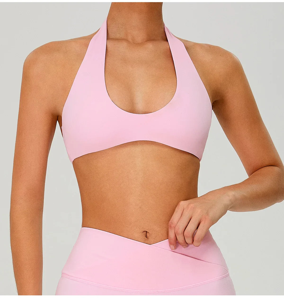 Fitness Sports Bra Women Halter Top High Support Push-up Open Back Gym Wear Hanging Neck Fitness Bar Yoga Bar Workout Underwear