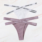 2Pcs/Set Women Thongs Panties Female Letter Belt Underwear Ladies Cotton Cross Strap Bikini M-XL G-String Girl Intimate Lingerie
