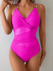 Rose Pink One Piece Swimsuit Female 2025 Swimwear Women Mesh Bathing Suits Summer Beach Wear Chain Linked Monokini Swimming Suit test