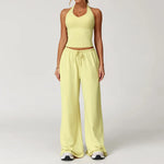 New Women Yoga Set 2/3 Pieces Long sleeves Workout Tracksuit Sportswear Gym Clothing Wide-leg sport pants Fitness Sports Suit