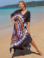 2025 Loose Boho Style Maxi Dress Print Face Swim Suit Cover-up Bohemian Dress Robe Plage Kaftan Maxi Dress Beach Wear Tunics