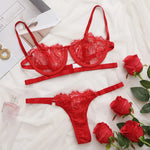 2 Pieces Sexy Lingerie Fancy Lace Erotic Set Transparent Underwear Fairy Embroidery Brief Sets Delicate BraPush Up Breves Kit