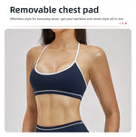 Yoga Bra U-Shaped Adjustable Shoulder Strap Cross Back Women Fitness Sports Bra Top Gym Yoga Athletic Tight Workout Jog Soft Pad
