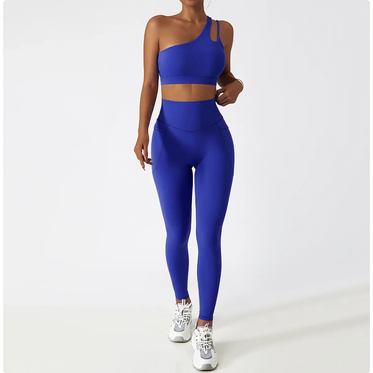 Comfort Single Strap Yoga Bra Chest Pad Running Sports Bra Gym Top Women Stretch Pull Up Underwear Women Vest Fitness Tank Top