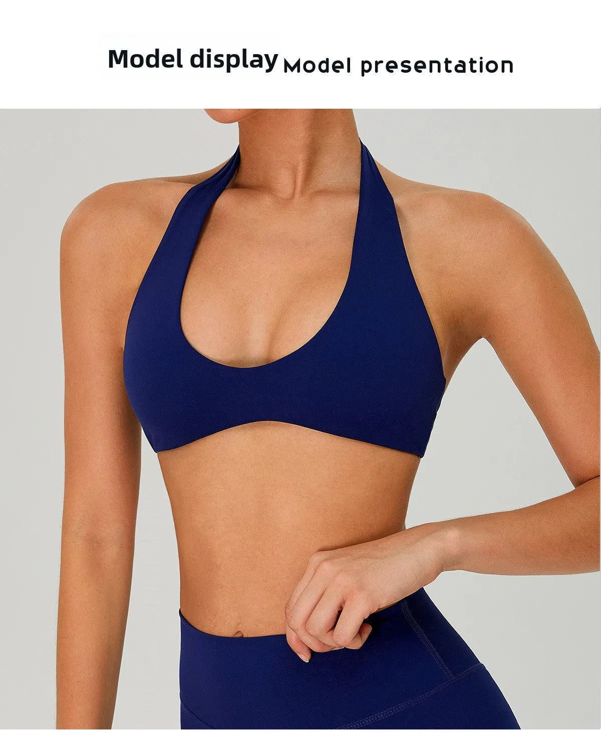 Fitness Sports Bra Women Halter Top High Support Push-up Open Back Gym Wear Hanging Neck Fitness Bar Yoga Bar Workout Underwear