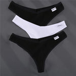 3PCS Cotton Women Thongs Panties Sexy Low Waist Cotton Briefs Female T-Back G-string Girls M-XL Intimate Lingerie