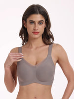 Women's Wire-free Seamless Bra Full Cup Breathable Thin Padding Bras Solid Color Plus Size Comfortable Outer Bra Underwear