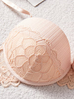 3Pcs-5Pcs Women's Bra with Patterned Engraved Cups, Sexy Lace Minimizer Bra, Underwire Push-Up Fashionable Women's Intimate Underwear