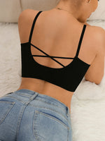 Women's Cropped Tank Top Sleeveless Padded Camisole with Crisscross Adjustable Straps Fashion Korean Style Women's Top