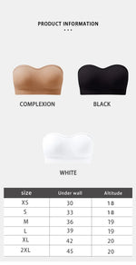 Women's Strapless and Wire-free Bandeau Bra with Full Cup Thin Mold Padding Non-slip Silicone Seamless Bra Plus Size Underwear
