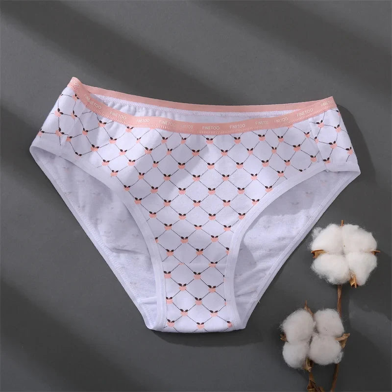Women Printing Floral Panties 3Pcs/set Low-Rise Cotton Briefs Female Comfortable Underwear Female Soft Panties Lingerie M-2XL