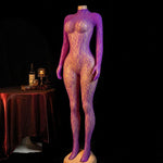 Hot Sexy Lingerie Erotic Crotchless Women Mesh Hollow Bodystockings Full Sleeve LeopardSling Hanging Neck Underwear Body Suits