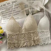 Boho Crochet Halter Top for Women Summer Beach Knit Crop Top with Tassels Backless Sleeveless Bralette test