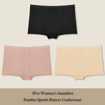 3Pcs Women's Seamless Sports Boxers Underwear Female Solid Color Panties Comfortable Brief Cozy Lingerie Intimate Underpant S-XL