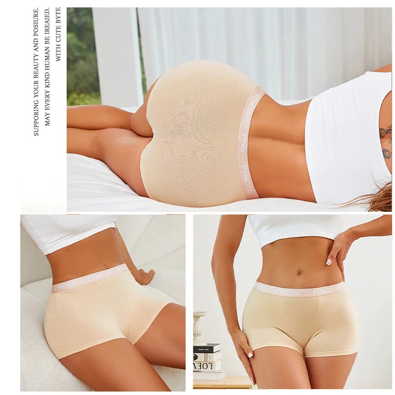 Finetoo Women's Panties Cotton Seamless Sports Boxers Underwear Female Solid Color Briefs Cozy Lingerie Intimate Underpant S-XXL