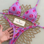2026 Swimwear Women CuteCherry Print Brazilian Thong Bikini Set Sexy Thong Swimsuit Two Pieces Bathing Suit Women Beach Wear