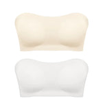 Women's Sexy Strapless Push Up Bra Removable Padded Seamless Ice Silk Top Women Invisible Beauty Back Anti-slip Off-shoulder Bra