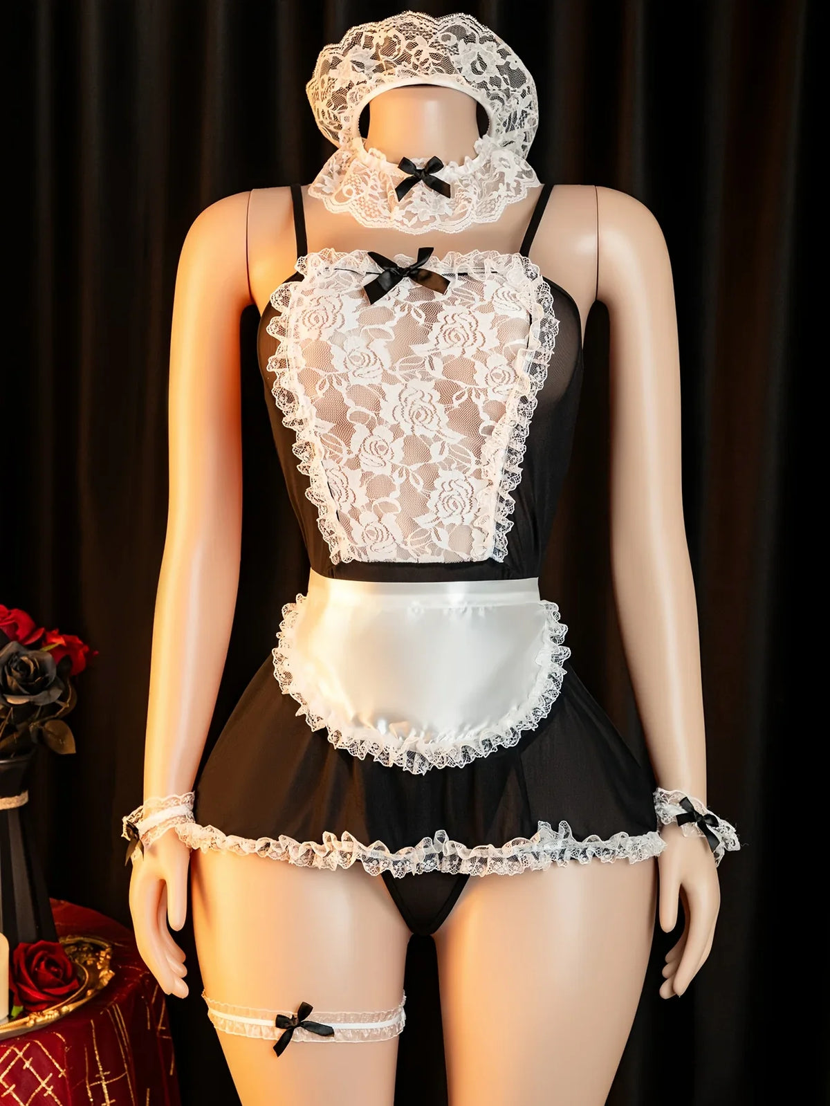 Sexy Nights Erotic Maid Costume Cosplay Women Uniform 18 Hot Exotic Outfit Sexy Lingerie Crotchless Bodysuit Desire Plays Suit